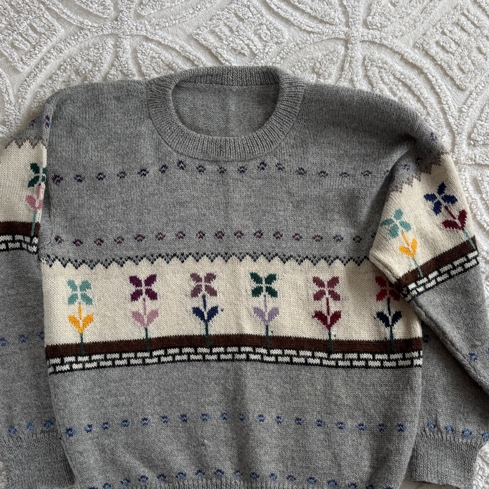 Gray Alpaca Peruvian Crewneck Sweater